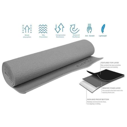 Strauss 1730x610x8mm Grey PVC Yoga Mat with Cover