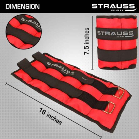 Strauss 38x19x3cm Neoprene Red Adjustable Ankle Weight
