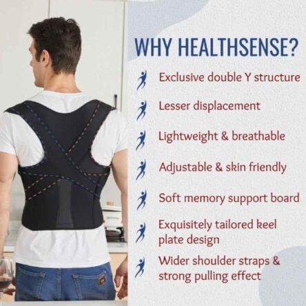 HealthSense PC-860 Posture Corrector with Back Support Belt for Men