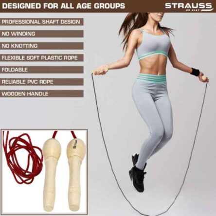 Strauss 23.5×5.5×5.5cm Wooden Red Skipping Rope