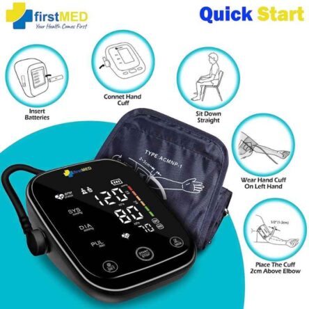 Firstmed Black Automatic Digital Talking Blood Pressure Monitor with Large Touch Screen & C-Type USB