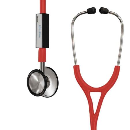 Lifeline Aluminium Red Single Diaphragm Chest Piece Stethoscope with 2 Way Tube