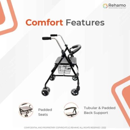 Rehamo Rollie STD 100kg Aluminium Black Rollator