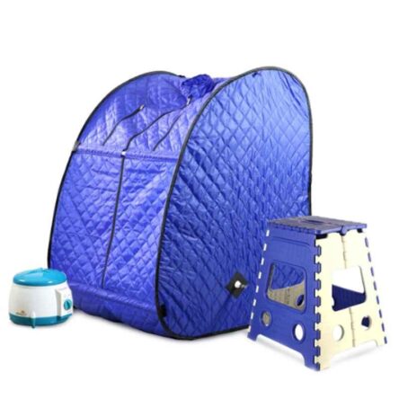 Kawachi Blue Portable Steam Sauna Bath for Health & Beauty Spa at Home with Folding Stool