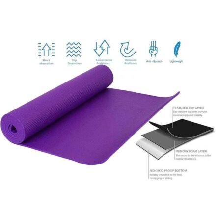 Strauss 1730x610x8mm Purple PVC Yoga Mat with Cover