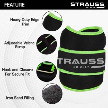 Strauss 30.5×15.3×4.3cm Neoprene Green Adjustable Round Shape Ankle Weight