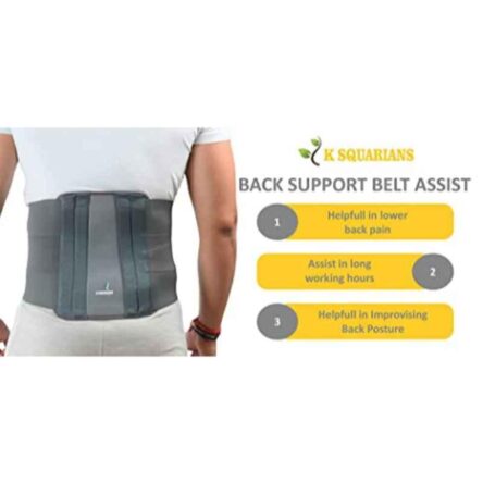 K Squarians Cotton Grey Lumbar Support Waist Belt for Back Pain Relief