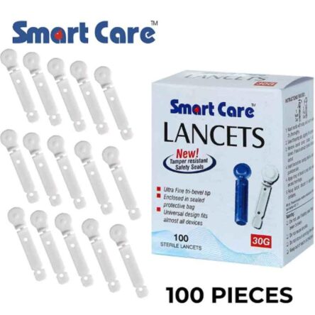 Smart Care GM06S 100 Pcs White Flat Lancet Needle Kit