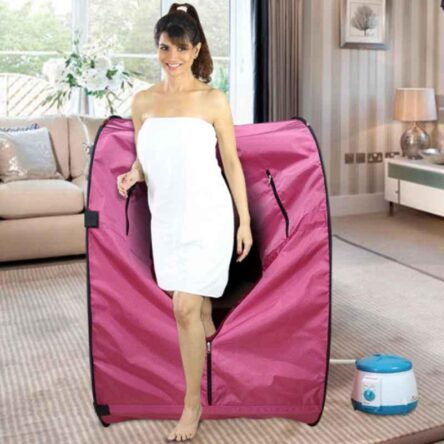 Kawachi 750W Pink Portable Steam Sauna Bath for Health & Beauty Spa at Home