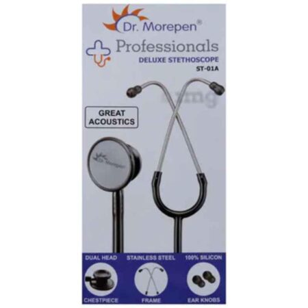 Dr. Morepen ST-01A PVC Chrome Plated Grey Acoustic Stethoscope