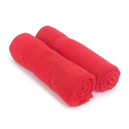 Rise N Shine 70x150cm 400GSM Cotton Red Bath Towel for Men & Women (Pack of 4)