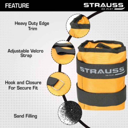 Strauss 42x20x7cm Neoprene Yellow Adjustable Ankle Weight