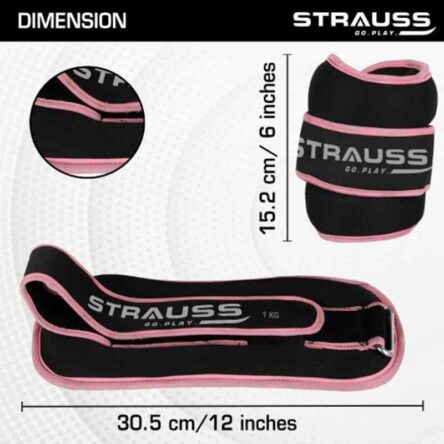 Strauss 30.5×15.3×4.3cm Neoprene Pink Adjustable Round Shape Ankle Weight