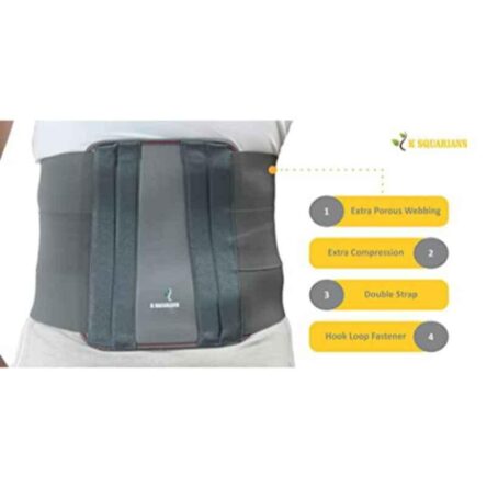 K Squarians Cotton Grey Lumbar Support Waist Belt for Back Pain Relief