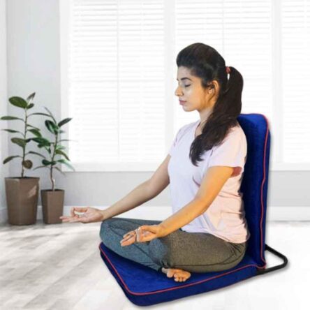 Kawachi Blue Folding Relaxing Buddha Yoga Meditation Chair for Back Support & Reading