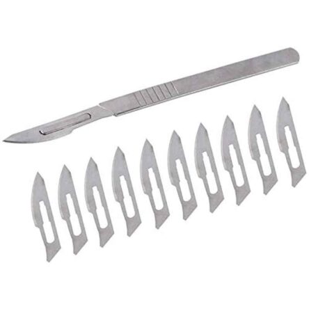 Forgesy Carbon Steel Scalpel Surgical BP Handle with 10 Pcs Blades