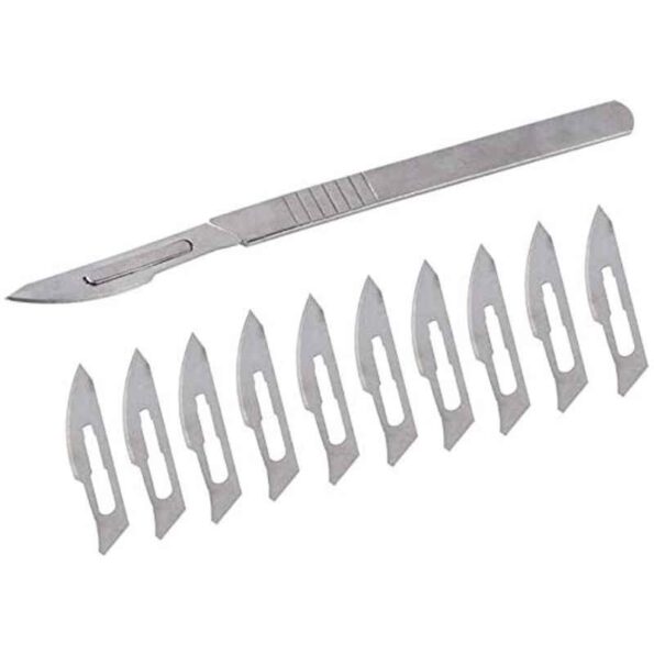Forgesy Carbon Steel Scalpel Surgical BP Handle with 10 Pcs Blades