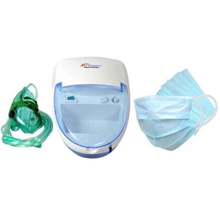 Dr. Morepen CN-06 Piston Compressor White Nebulizer with Free 50Pcs 3 Ply Face Mask