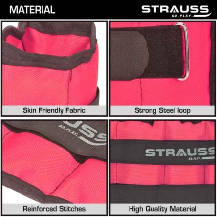 Strauss 41x19x3.5cm Neoprene Pink Adjustable Ankle Weight