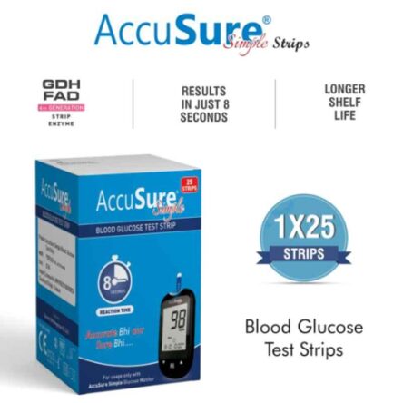 AccuSure Simple Glucometer 25 Pcs Test Strips