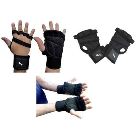Just Rider Black Weight Lifting CrossFit Workout Hand Gloves for Men & Women (Pack of 5)