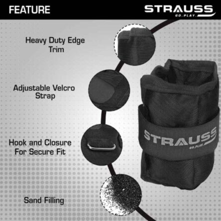 Strauss 30.5x16x2.5cm Neoprene Black Adjustable Ankle Weight