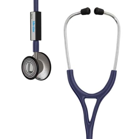 Lifeline Stainless Steel Dark Blue Dual Diaphragm Chest Piece Stethoscope with 2 Way Tube