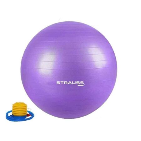 Strauss 85cm Purple PVC Anti Burst Gym Ball with Foot Pump