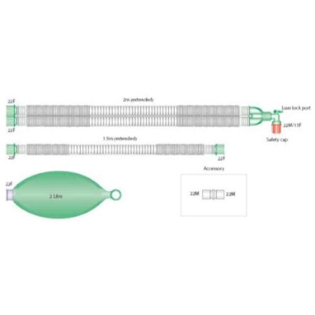 Intersurgical 22mm 2m Sterile Compact Extendable Breathing System Set with 2L Bag & Limb