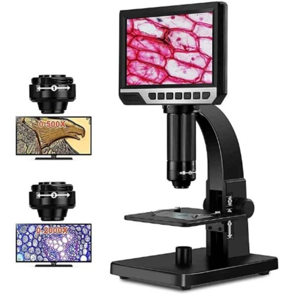Microware 50-2000X 12MP 7 inch LCD Biological Microscope with Digital & Microbial Lens