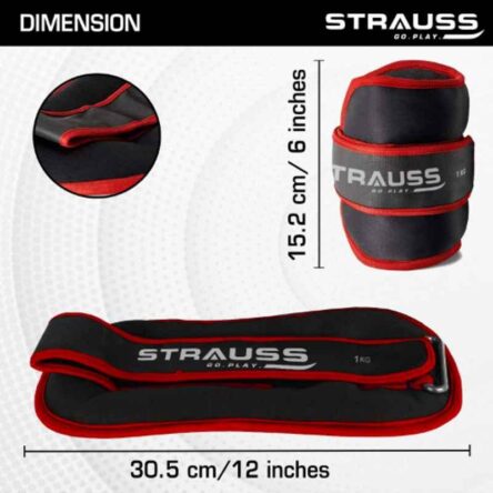 Strauss 30.5×15.3×4.3cm Neoprene Red Adjustable Round Shape Ankle Weight