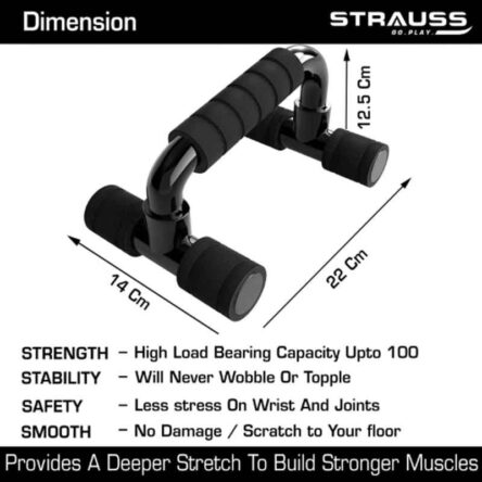 Strauss Master 22x14x12.5cm Polypropylene Black Moto Push Up Bar