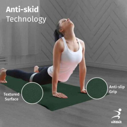 Vifitkit 61x180cm EVA Bottle Green Anti Skid Water Resistant Yoga Mat with Carry Bag & Strap