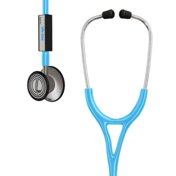 Lifeline Stainless Steel Light Blue Dual Diaphragm Chest Piece Stethoscope with 2 Way Tube