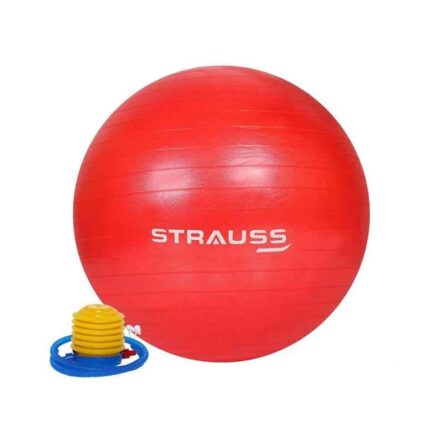 Strauss 85cm Red PVC Anti Burst Gym Ball with Foot Pump