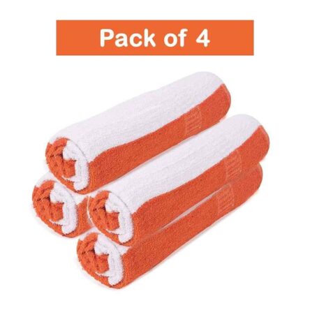 Rise N Shine 70x150cm 400GSM Cotton Orange Strip Bath Towel for Men & Women (Pack of 4)