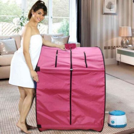 Kawachi 750W Pink Portable Steam Sauna Bath for Health & Beauty Spa at Home