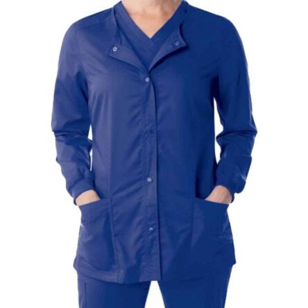 Superb Uniforms Polyester & Viscose Royal Blue Full Sleeves Scrub Jacket for Female Doctors