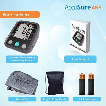 AccuSure Automatic Blood Pressure Monitor & Blue Glucometer Machine with 25 Test Strips Combo