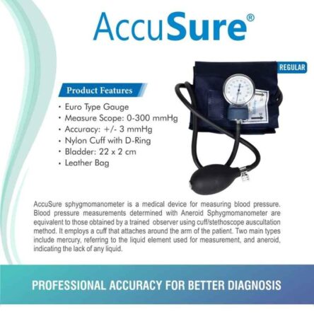 Accusure Black Aneroid Sphygmomanometer Manual BP Monitor