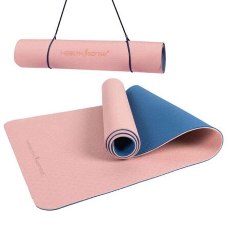 HealthSense YM 601 6x2ft TPE Pink & Blue Yoga Mat for Women & Men with Carry Rope