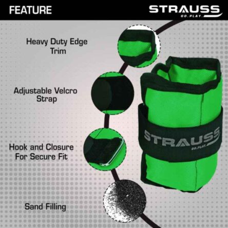 Strauss 30.5x16x2.5cm Neoprene Green Adjustable Ankle Weight