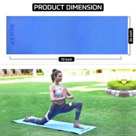 BeatXP 72×24 inch Ethylene Vinyl Acetate Blue Yoga Mat with Strap