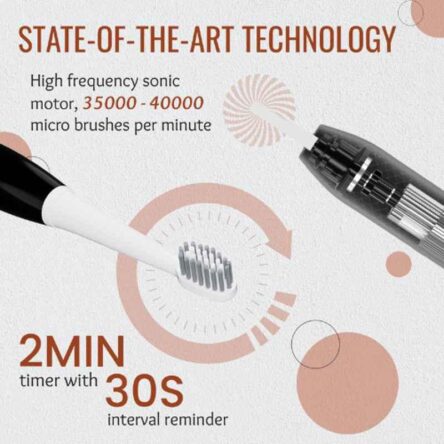 HealthSense Electric Toothbrush Rechargeable Sonic Brush for Adult with 4 Brush Heads