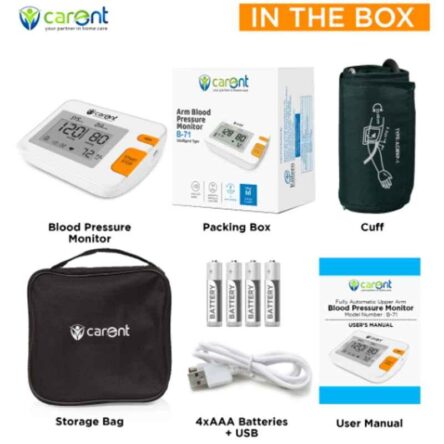 Carent White Fully Automatic Upper Arm Digital Blood Pressure Monitor with USB Port