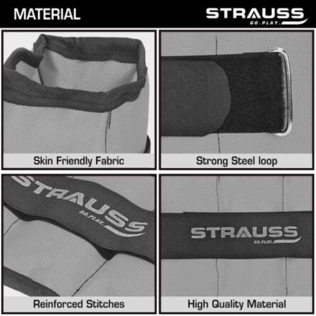 Strauss 30.5x16x2.5cm Neoprene Grey Adjustable Ankle Weight