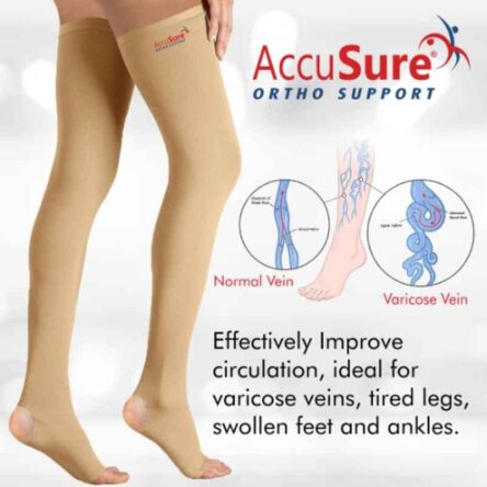 AccuSure Small Thigh Length Medical Compression Stocking for Varicose Veins