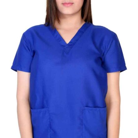 Saraf Cotton Royal Blue Medical V Neck Scrub Suit