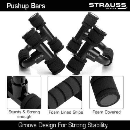 Strauss Master 22x14x12.5cm Polypropylene Black Moto Push Up Bar