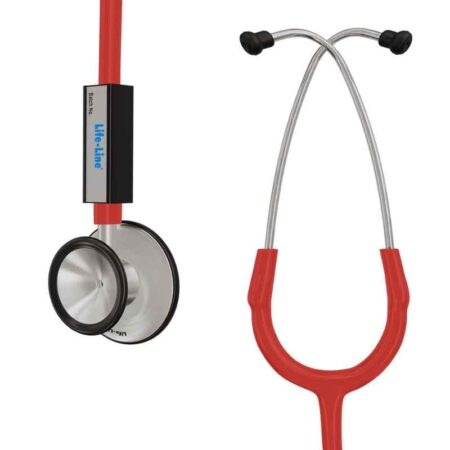 Lifeline Aluminium Red Single Diaphragm Chest Piece Stethoscope with 2 Way Tube